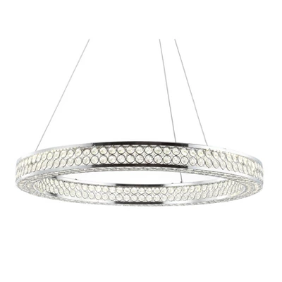 24.7" Crystal/Metal Round Benton Chandelier (Includes Energy Efficient Light Bulb) Silver - JONATHAN Y 1 24.7" Crystal/Metal Round Benton Chandelier (Includes Energy Efficient Light Bulb) Silver - JONATHAN Y