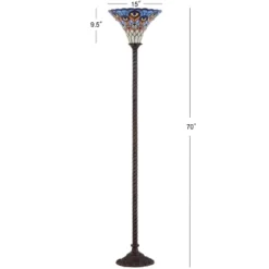 70" Peacock Tiffany Torchiere Floor Lamp (Includes LED Light Bulb) Bronze - JONATHAN Y -Furniture store GUEST f2d8c849 65bc 4eac ae05 8524620c8a29