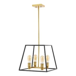 15" 4-Light Lloyd Farmhouse Industrial Iron LED Pendant Black/Brass Gold - JONATHAN Y 20 15" 4-Light Lloyd Farmhouse Industrial Iron LED Pendant Black/Brass Gold - JONATHAN Y -Furniture store GUEST f4b14be4 60f5 4a28 afce 29568451cb38
