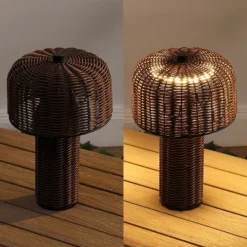 JONATHAN Y Mia 10" Modern Indoor/Outdoor Faux Wicker Rechargeable/Cordless Dimmable Integrated LED Table Lamp -Furniture store GUEST f519119b e2d0 4636 8f3b 79e6469e81f5