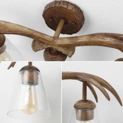JONATHAN Y Wyatt 25.5" 3-Light Southwestern Resin/Seeded Glass Faux Antler LED Vanity Light: UL Listed, Includes Mounting Hardware -Furniture store GUEST f56b0e03 214e 4767 945f 96db0fe3216f
