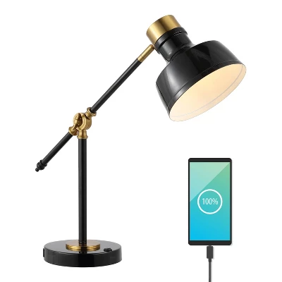 18.5" Allegra Farmhouse Adjustable Cantilever Task Lamp With USB Charging Port (Includes LED Light Bulb) - JONATHAN Y 1 18.5" Allegra Farmhouse Adjustable Cantilever Task Lamp With USB Charging Port (Includes LED Light Bulb) - JONATHAN Y