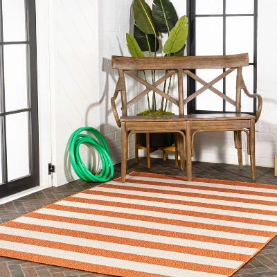 Negril Two-Tone Wide Stripe Indoor/Outdoor Area Rug - JONATHAN Y 5 Negril Two-Tone Wide Stripe Indoor/Outdoor Area Rug - JONATHAN Y - Image 5