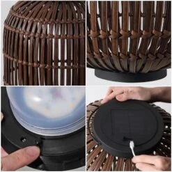 JONATHAN Y Nara Modern Global Faux Rattan Integrated Indoor/Outdoor LED Solar Powered Lantern -Furniture store GUEST f6835b94 8808 448a 8905 5156bf419114