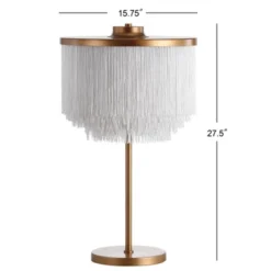 27.5" Fringed/Metal Coco Table Lamp (Includes LED Light Bulb) Gold - JONATHAN Y -Furniture store GUEST f6ea6d94 b259 4169 b76a 17d29fd094af