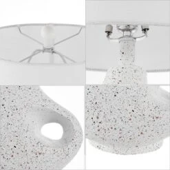 24" Charlotte Minimalist Designer Iron/Resin Oval Shade Table Lamp (Includes LED Light Bulb) White Terrazzo - JONATHAN Y -Furniture store GUEST f75408ff 1229 4f85 9188 ae3ffabbc797