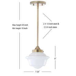 7.2" Adjustable Metal/Glass Kurtz Drop Pendant (Includes Energy Efficient Light Bulb) - JONATHAN Y -Furniture store GUEST f92ed4f6 9b06 4edc 9803 d052ecc5d177