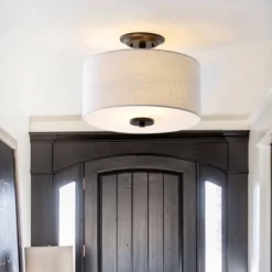 15" Metal Marc Semi Flush Mount (Includes Energy Efficient Light Bulb) Black - JONATHAN Y -Furniture store GUEST f9615153 8550 4c7a 94bc c3ee9478e273