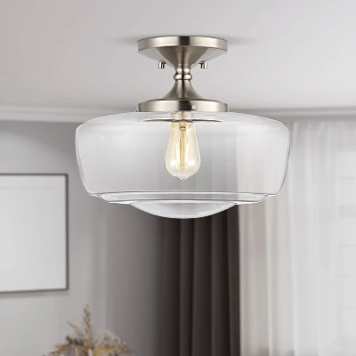 14" Marfa Glass/Iron Farmhouse Modern LED Flush Mount - JONATHAN Y 3 14" Marfa Glass/Iron Farmhouse Modern LED Flush Mount - JONATHAN Y - Image 3