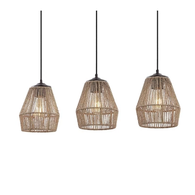30" LED 3-Light Seagrass/Metal Ibiza Island Coastal Pendant Oil Rubbed Bronze/Natural - JONATHAN Y 5 30" LED 3-Light Seagrass/Metal Ibiza Island Coastal Pendant Oil Rubbed Bronze/Natural - JONATHAN Y - Image 5