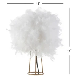 16" Metal Stork Feather Table Lamp (Includes LED Light Bulb) White - JONATHAN Y -Furniture store GUEST faebfb00 6647 4303 87b3 438bf049dbdf