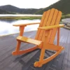 Kiawah Outdoor Patio Classic Acacia Wood Adirondack Rocking Chair -JONATHAN Y