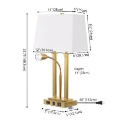 JONATHAN Y Blaire 23.75" 2-Light Metal Table Lamp With USB Charging Port Adjustable Light (Includes LED Light Bulb) -Furniture store GUEST fbaf74b2 e086 4e3e 89ad 0fcc457876d3
