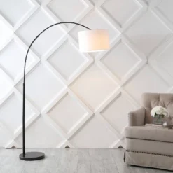 70" Collier Industrial Adjustable Iron LED Arc Floor Lamp, Smart Bulb - JONATHAN Y: Overhead Lighting For Living Room