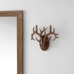 JONATHAN Y Oakley 13.25" 2-Light Southwestern Bohemian Resin/Iron Faux Antler LED Sconce: Rustic Decor, UL Listed, 2700K Warm Light -Furniture store GUEST fc188020 8cb6 4283 b337 2ca758291979