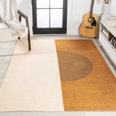 Demie Minimalist Graphic Circle Machine-Washable Area Rug - JONATHAN Y 5 Demie Minimalist Graphic Circle Machine-Washable Area Rug - JONATHAN Y - Image 5