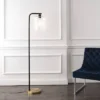 JONATHAN Y Easton 60.75" Modern Minimalist Metal/Ribbed Glass (Includes LED Light Bulb) Floor Lamp Brass Gold/Black