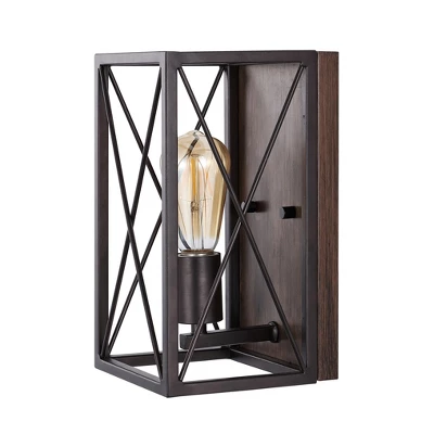 JONATHAN Y Norris X-Frame 1-Light Farmhouse Rustic Iron LED Sconce 5 JONATHAN Y Norris X-Frame 1-Light Farmhouse Rustic Iron LED Sconce - Image 5