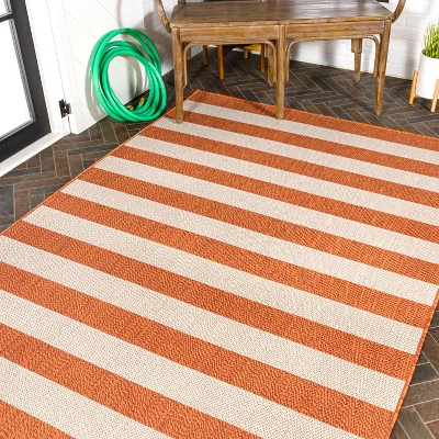 Negril Two-Tone Wide Stripe Indoor/Outdoor Area Rug - JONATHAN Y 4 Negril Two-Tone Wide Stripe Indoor/Outdoor Area Rug - JONATHAN Y - Image 4