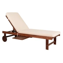 Seabrook 69 X 24 Inch Outdoor Acacia Wood Lounger With Cushion, 5-Position Back, Slide Table & Wheels -JONATHAN Y 21 Seabrook 69 X 24 Inch Outdoor Acacia Wood Lounger With Cushion, 5-Position Back, Slide Table & Wheels -JONATHAN Y -Furniture store GUEST fd370230 9a56 416c 83a6 f3c15a4c5241