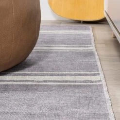 Bande Distressed Ticking Stripe Machine-Washable Area Rug - JONATHAN Y -Furniture store GUEST fda06c3f f32f 462e a086 b3a3f12b27a1