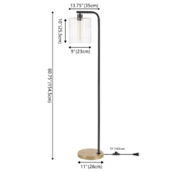 JONATHAN Y Easton 60.75" Modern Minimalist Metal/Ribbed Glass (Includes LED Light Bulb) Floor Lamp Brass Gold/Black -Furniture store GUEST fdb2b102 59da 4649 a749 08da1f0e3e53